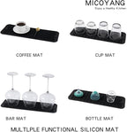 Silicone Dish Drying Mat for Multiple Usage,Easy clean,Eco-friendly,Heat-resistant Silicone Mat for Kitchen Counter,Sink,Bar,Bottle,or Cup Black M 17 inches x 6 inches