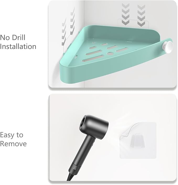 Sotfamily Shower Caddy Corner, 4 Pack Adhesive Corner Shower Shelves for Bathroom Organizers and Storage, Rust Free Plastic Rack for Bathroom Accessories & Decor, Turquoise