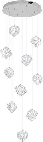 10-Lights Foyer Chandelier Modern Crystal Chandeliers Large Chandelier for High Ceilings,Crystal Pendant Light for Living Room Stairwell Dining Room Entryway