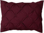 COTTON STICH Pinch Pleated Queen Pillow Shams Set of 2- Burgundy 600 Thread Count Super Soft Pinch Pillow Shams 100% Egyptian Cotton Decorative Pillow Covers Set (Burgundy, Queen 20X30)