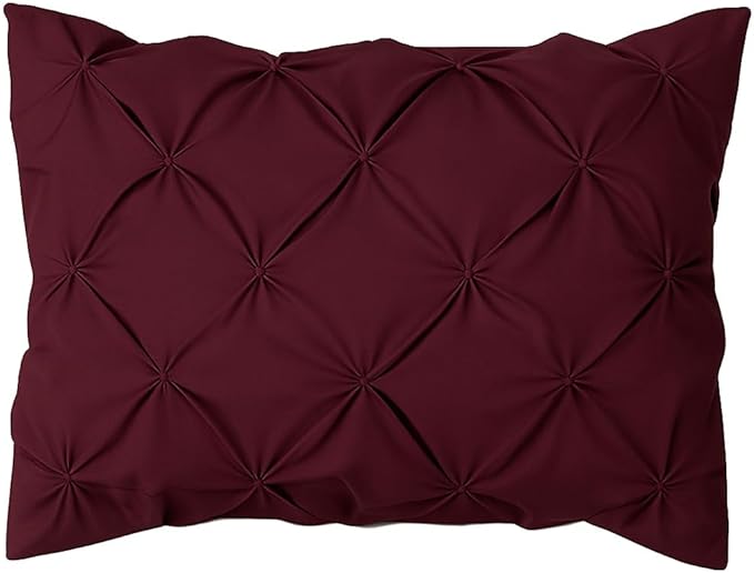 King Pillow Shams Set of 2 Burgundy 20x36 Pinch Pleated Pillow Shams Hotel Quality 100% Egyptian Cotton 600 Thread Count Gorgeous Decorative Pinch King Pillow Sham Set