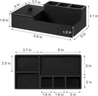 Luxspire Bathroom Counter Organizer - 5 Slot Toothbrush Holder with Lid for Cotton Balls, Q-Tips, Floss - Matte Black
