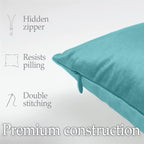 lalaLOOM Velvet Throw Pillow Covers, Set of 2, 20x20 Decorative Square Pillows Home Decor, Soft Accent Cases, Silky Machine Washable Pillowcases for Sofa, Couch, Bedroom, Living Room, Turquoise