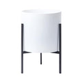 D'vine Dev Mid Century Fiberglass Resin Planter Pot with Iron Stand, 10 inch, Matte White, 96-A-1-M