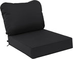 AAAAAcessories Outdoor Deep Seat Cushions, Waterproof, Fade-Resistant Patio Furniture Replacement Cushions, 25.5" x 25.5" x 5" + 25.5" x 19", Black