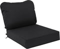 AAAAAcessories Outdoor Deep Seat Cushions, Waterproof, Fade-Resistant Patio Furniture Replacement Cushions, 23.5" x 25.5" x 5" + 23.5" x 19", Black