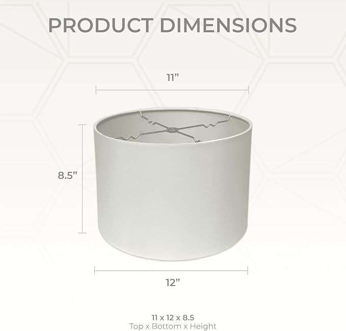 Royal Designs HB-610-12WH Shallow Drum Hardback Lamp Shade, 11 x 12 x 8.5, White