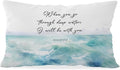 Beach Bible Throw Pillow Cover 12x20 - Christian Bible Verse Watercolor Pillow Cover, Ocean Themed Bedroom Decor, Beachy for Sofa Couch