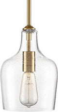 Rod Hung Pendant Light for Kitchen Island (Gold Seeded Glass)