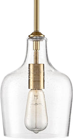 Rod Hung Pendant Light for Kitchen Island (Gold Seeded Glass)