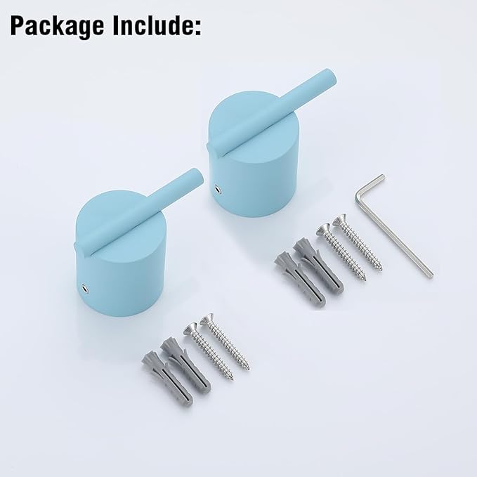 RANDOM Clear Sky Blue Towel Hooks for Bathrooms Round Shower Hooks Stainless Steel Wall Mount Coat Hook.96068-8CKB