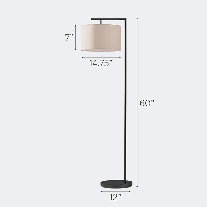 Brightech Montage Modern Floor lamp, LED Floor Lamp for Living Rooms & Offices - Tall Standing Lamp for Bedroom Reading - Corner Pole Lamp for Contemporary Home Decor - Black