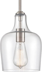 Modern Farmhouse Pendant Lighting for Kitchen Island Glass Pendant Light Brushed Nickel, 1-Light