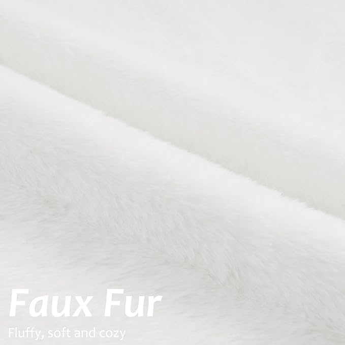 Pallene Faux Fur Plush Throw Pillow Covers 24x24 Set of 2, Soft Fluffy Couch Pillow Covers for Living Room, White