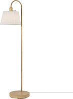 Globe Electric 65907 52" Floor Lamp, Light Faux Wood, White Pattern Shade, On/Off Rotary Switch on Socket