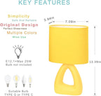 Lampwell LILA Small Table Lamp for Living Room as Bedside Table Lamp for Bedroom,Modern Ceramic Table Lamp,Kids Table Lamp,Night Table Lamp,6.7×3.94×H11.8IN,Bulb Excluded,Yellow Table Lamp