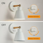 ClanKin White Wall Sconces Lighting Fixture Set of 2, Angle Adjustable Wall Mounted Bedside Lamp with On-Off Switch for Industrial Bedroom Bathroom Hallway Living Room (2Pack-White)