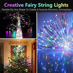 2 Pack 100LED Battery Operated Fairy Lights with Remote, 8 Modes LED String Lights with Timer, Dimmable, Memory Function, Waterproof Twinkle Lights for Outdoor Indoor Christmas Decor(Multicolor)