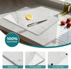 Marble Pastry Board, White Carrara Marble Cutting Board 16 x 12 Inches with Non-Slip Feet for Rolling Dough, Cheese, Pastries, Fruits and Vegetables