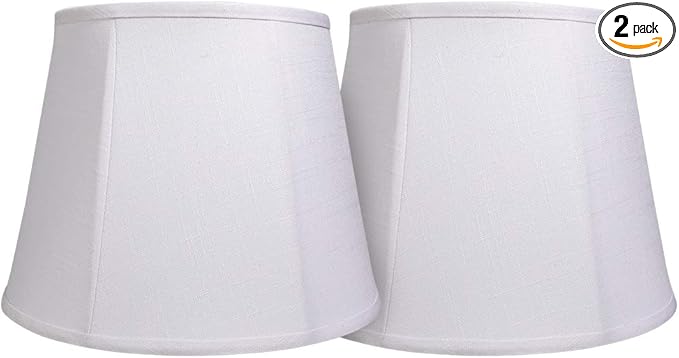 Double Tootoo Star White Lamp Shade Set of 2, Large Drum Lampshade for Floor Light and Table Lamp 10x14x10 inch, DIY Fabric Natural Linen Hand Crafted, Spider (White, 10x14x10 inch)