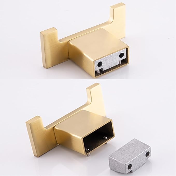 RANDOM Double Towel Hook 304 Stainless Steel Coat Hook Robe Hook for Bathroom Accessories Wall Mounted Hooks Brushed Gold 96009-8BG-2