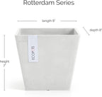 Ecopots Rotterdam Durable Modern Square Indoor/Outdoor Recycled-Based Composite Flower Planter, Pure White, 8"