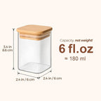 ComSaf 16Pcs Glass Spice Jars with Bamboo Lid, 6oz Airtight Square Containers with 275 Black Lables, Empty Seasoning Jars for Salt Sugar