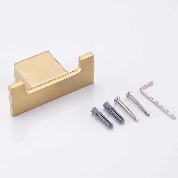RANDOM Double Towel Hook 304 Stainless Steel Coat Hook Robe Hook for Bathroom Accessories Wall Mounted Hooks Brushed Gold 96009-8BG-2
