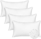 Pack of 4 12x20 Outdoor Pillow Inserts, Water Resistant Throw Pillow Inserts, Outdoor Lumbar Pillow for Patio, Furniture, Sofa, Bed, Living Room, Garden Decorative Waterproof Pillow Inserts
