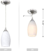 2 Pack 1 Light Indoor Mini Hanging Kitchen Island Pendant Lamps 4.75" Handcrafted Frosted Glass Chandelier Shade Brushed Nickel Finish Bar Dining Room Over Sink
