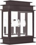 Livex 20204-07 Transitional Three Light Outdoor Wall Lantern from Princeton Collection in Bronze/Dark Finish