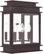 Livex 20204-07 Transitional Three Light Outdoor Wall Lantern from Princeton Collection in Bronze/Dark Finish