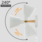 ClanKin Wall Sconces Lighting Fixture, Bedside Wall lamp for Industrial Bedroom, Bathroom Sink Lighting for Bedroom Hallway Living Room(1Pack-White with Plug in Swtich Cord)