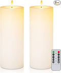 5plots 4" x 10" Waterproof Outdoor Flameless Candles Battery Operated LED Large Pillar Candles with Remote and Timer for Indoor Outdoor Lanterns, Long Lasting, White, Set of 2