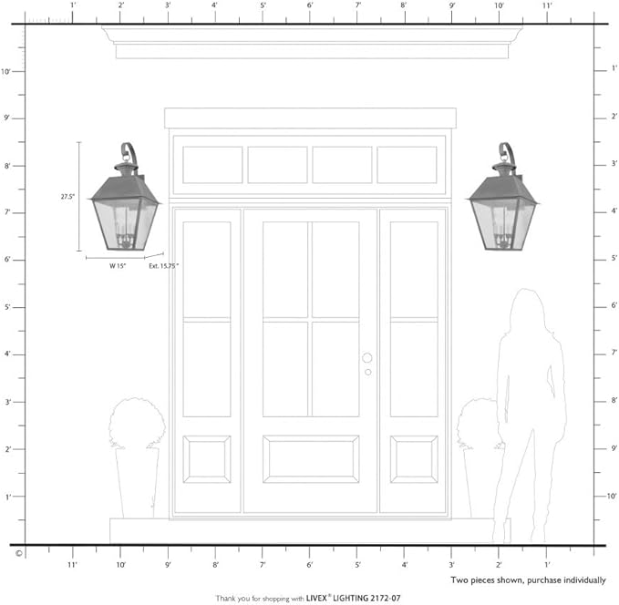 Livex Lighting 2172-07 Mansfield 4-Light Outdoor Wall Lantern, Bronze