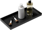Vanity and Bathroom Tray, 9.8" ABS Countertop Organizer,Waterproof Vanity Tray for Toilet Tank,Perfume,Soap,Keys,Bathroom Accessories,Kitchen and Bath Trays,Non Slip Small Trays,Black