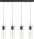 Alice 4-Light Chandelier Pendant Ceiling Light, Integrated Led and Bubble Glass, for Kitchen Island, Hallway, Entryway, Passway, Dining Room, Bedroom, Balcony Living Room (Black)