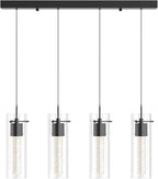 Alice 4-Light Chandelier Pendant Ceiling Light, Integrated Led and Bubble Glass, for Kitchen Island, Hallway, Entryway, Passway, Dining Room, Bedroom, Balcony Living Room (Black)
