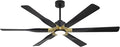 78 Inch Ceiling Fan with Lights and Remote Control, 6 Reversible ABS Blades, 6-Speed Noiseless DC Motor with 4.5" / 12" / 24" Downrods for Bedroom Dining Living Room, Gold and Black