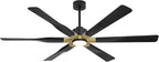 78 Inch Ceiling Fan with Lights and Remote Control, 6 Reversible ABS Blades, 6-Speed Noiseless DC Motor with 4.5" / 12" / 24" Downrods for Bedroom Dining Living Room, Gold and Black