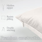 lalaLOOM Velvet Throw Pillow Covers, Set of 2, 24x24 Decorative Square Pillows Home Decor, Soft Accent Cases, Silky Machine Washable Pillowcases for Sofa, Couch, Bedroom, Living Room, Cream