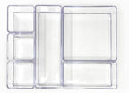 Isaac Jacobs 6-Tray Clear Acrylic Organizer Set, (Six Individual Trays), Multi-Purpose, Stackable Storage Solution for Makeup, Crafts, Desk, School, Office Supplies & More, for Bathroom, Kitchen