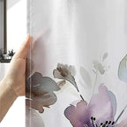 Sanzugh Purple Floral Shower Curtain, Cute Boho Watercolor Flower Wildflower Leaves Butterfly White Fabric Shower Curtains Set for Bathroom Decorative with Hooks 60 X 72 inch Spring Bath Decor