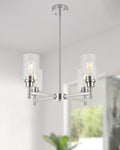 Brushed Nickel Chandeliers for Dining Room Farmhouse Chandelier Fixture with Clear Glass Shades 4 Light Kitchen Island Lighting Pendant Light Fixture for Dining Room Living Room Bedroom