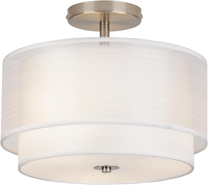 Semi Flush Mount Ceiling Light Fixture,Bedroom Ceiling Lights,12.6'' Light Fixtures Ceiling Mount,Drum Light Fixture,3-Light Modern Close to Ceiling Lamps for Living Room Dining Room Kitchen Entryway