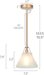 KSANA Gold Pendant Light, Modern Pendant Lights Kitchen Island with Frosted Glass Pendant Hanging Lights for Dining Room, Kitchen, Bedroom