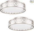 Ceiling Light Fixtures 2 Pack, 14 inch 20W 1400 Lumens LED Flush Mount, Dimmable 3000K Warm White, Brush Nickel Finished, ETL Listed Metal Body Acrylic Lampshade