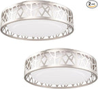 Ceiling Light Fixtures 2 Pack, 14 inch 20W 1400 Lumens LED Flush Mount, Dimmable 3000K Warm White, Brush Nickel Finished, ETL Listed Metal Body Acrylic Lampshade
