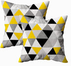 CAPSCEOLL Soft Pillow Covers - Geometric Triangles Mosaic Set of 2 - 18X18 Inch - White, Yellow, Gray - Bedroom, Sofa, Living Room, Holiday Decor