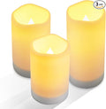 NURADA Large Outdoor Solar Powered Candles - Flameless Pillar Waterproof Rechargeable Candle Set, White Resin, LED Light,Rechargeable Solar Battery Included, for Patio Decor, 3.25"x4"5" 6"